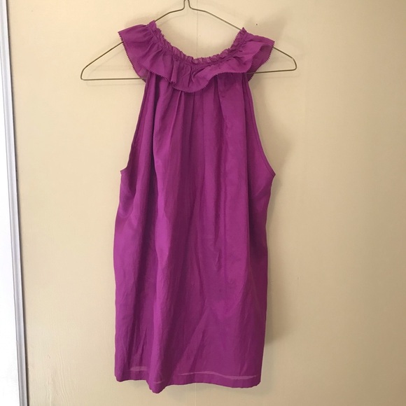 J. Crew Silk Blend Ruffle Bib Tank Top Women’s Deep Magenta Shirt Size Medium - Picture 3 of 6